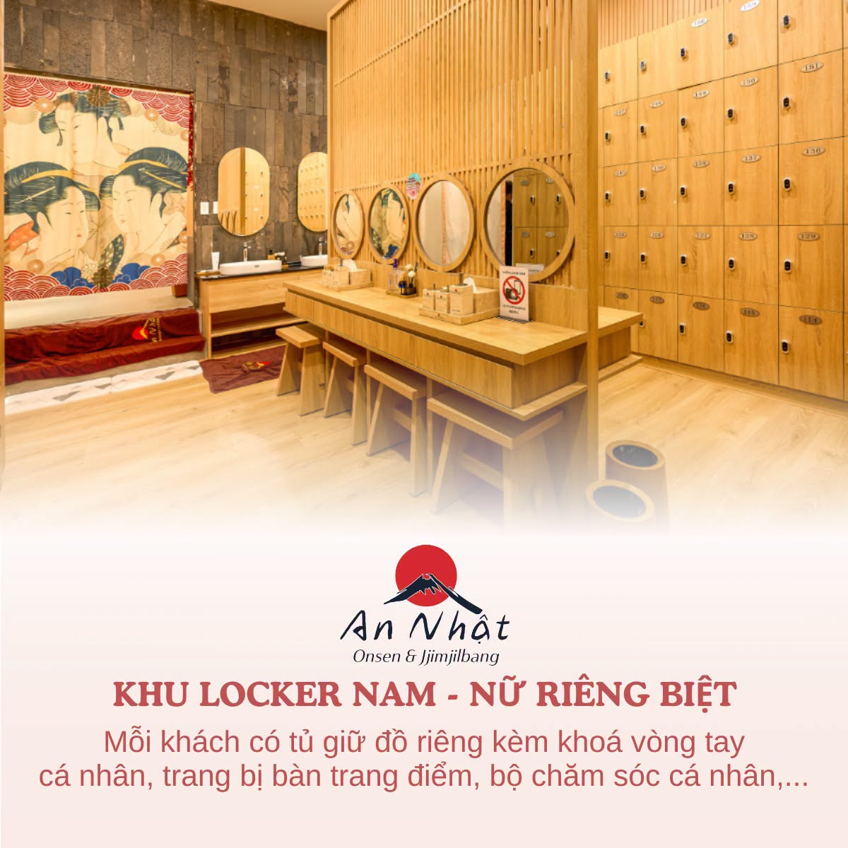 Khu locker và bàn trang điểm tại An Nhật
